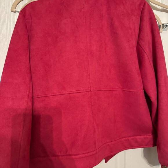 Chico's Soft Suede Jacket, Raspberry Color, Chico's Sz 1. Excellent condition. - Picture 2 of 3